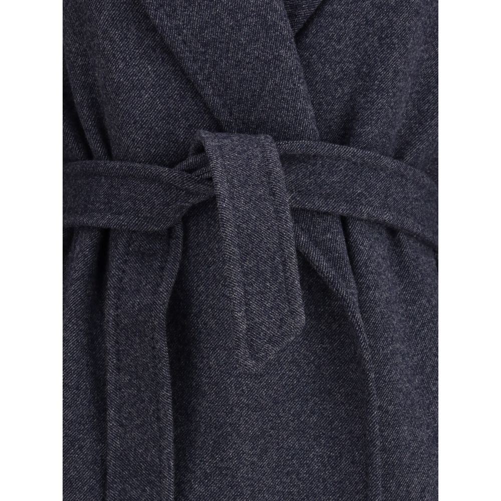 Max Mara Blauer Wollmantel mit Denim-Effekt