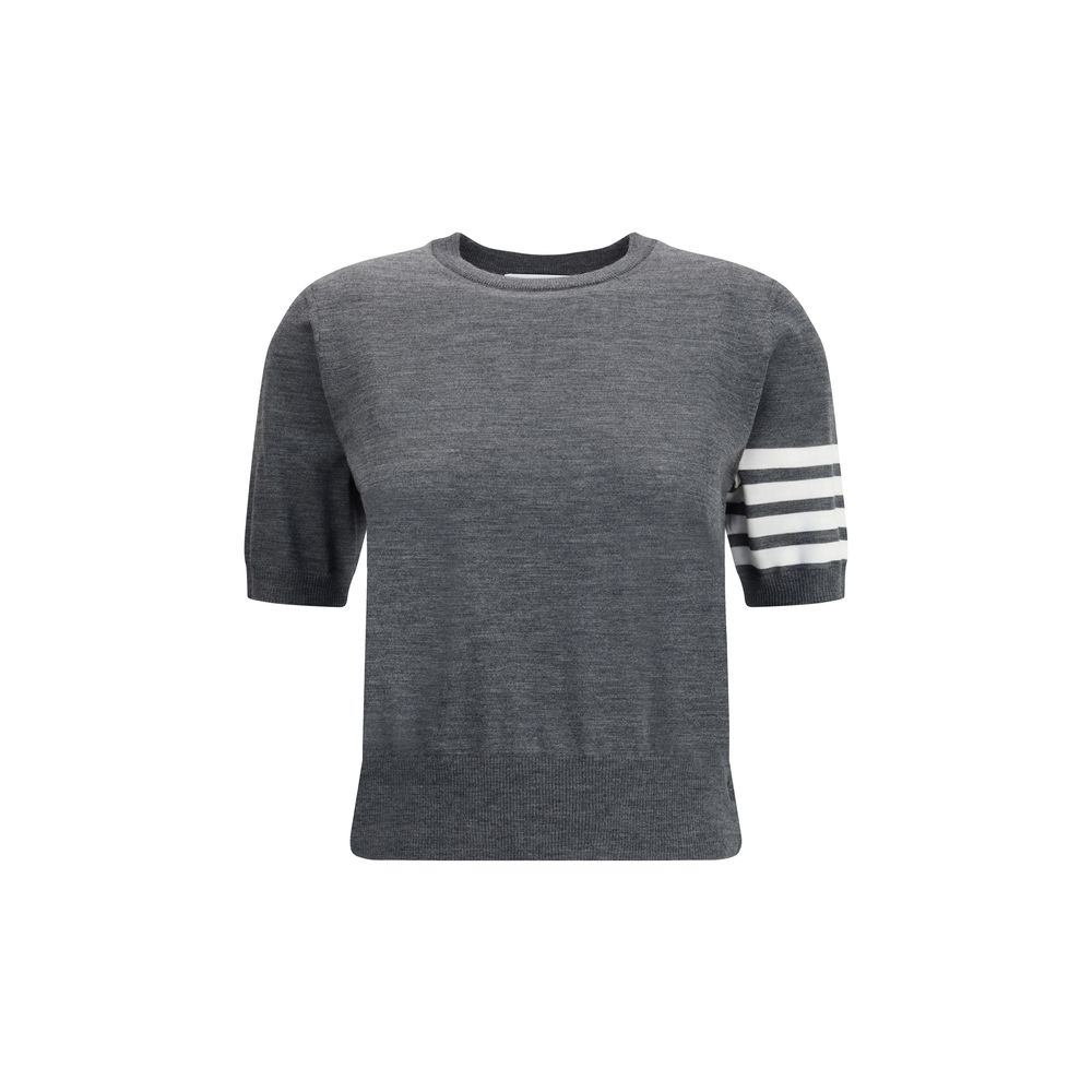 Thom Browne Graues Fleece-Woll-T-Shirt