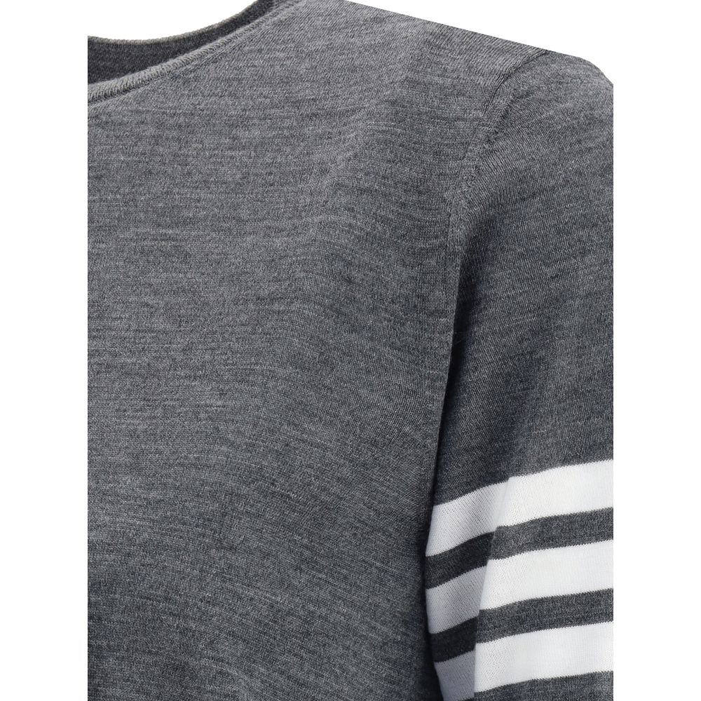 Thom Browne Graues Fleece-Woll-T-Shirt