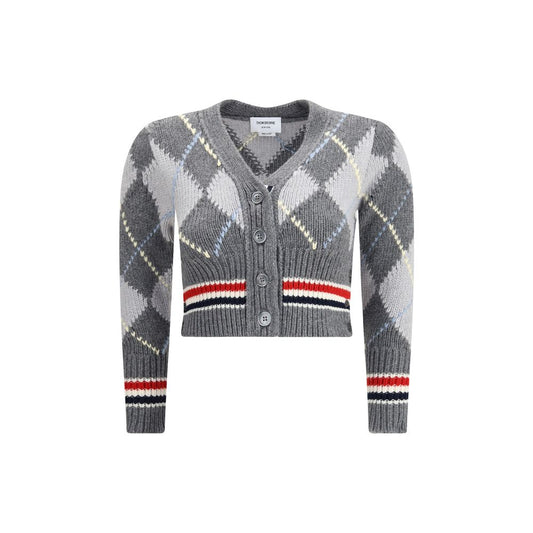 Thom Browne Grauer Fleece-Wollcardigan