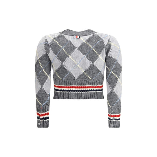 Thom Browne Grauer Fleece-Wollcardigan