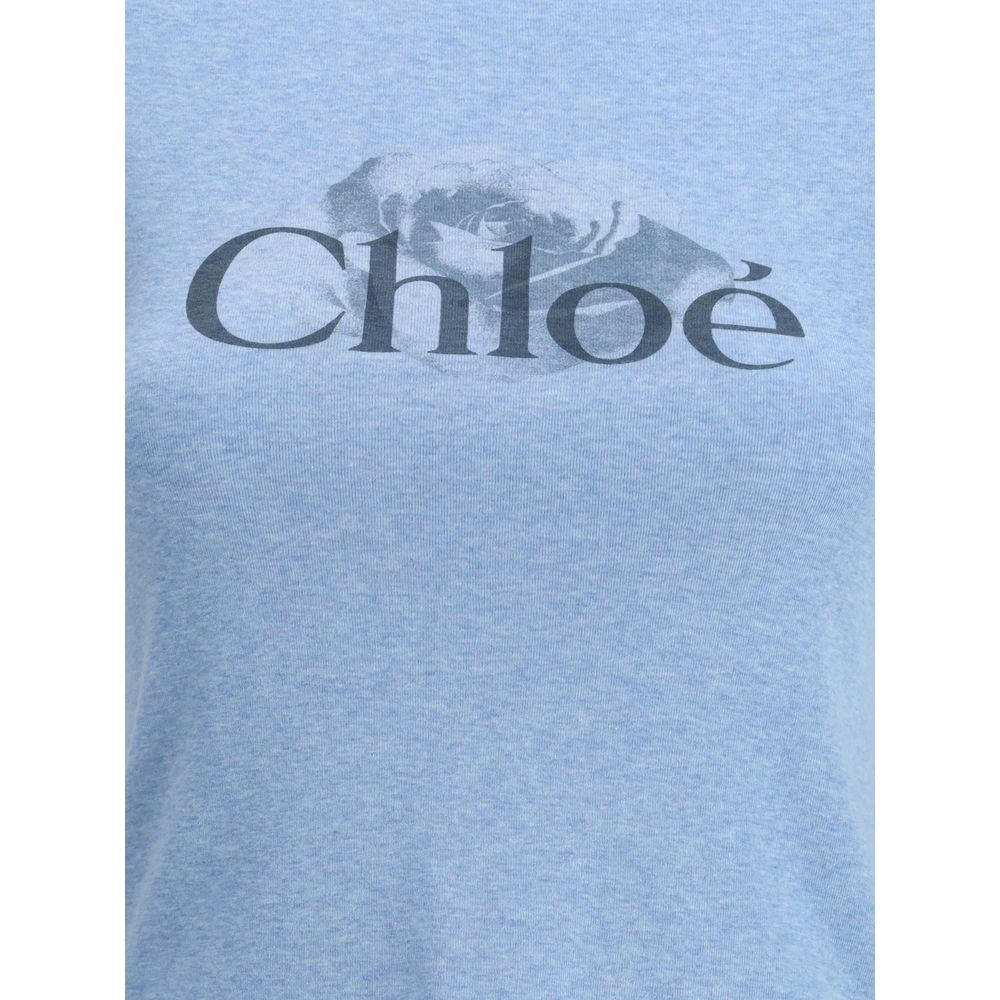 Chloé Hellblaues Baumwoll-T-Shirt
