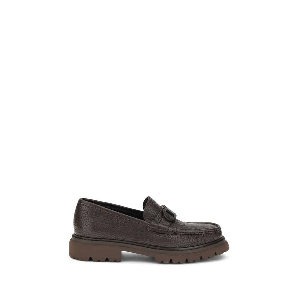 Ferragamo Braune Kalbsleder Bos Taurus Slip-On Loafer