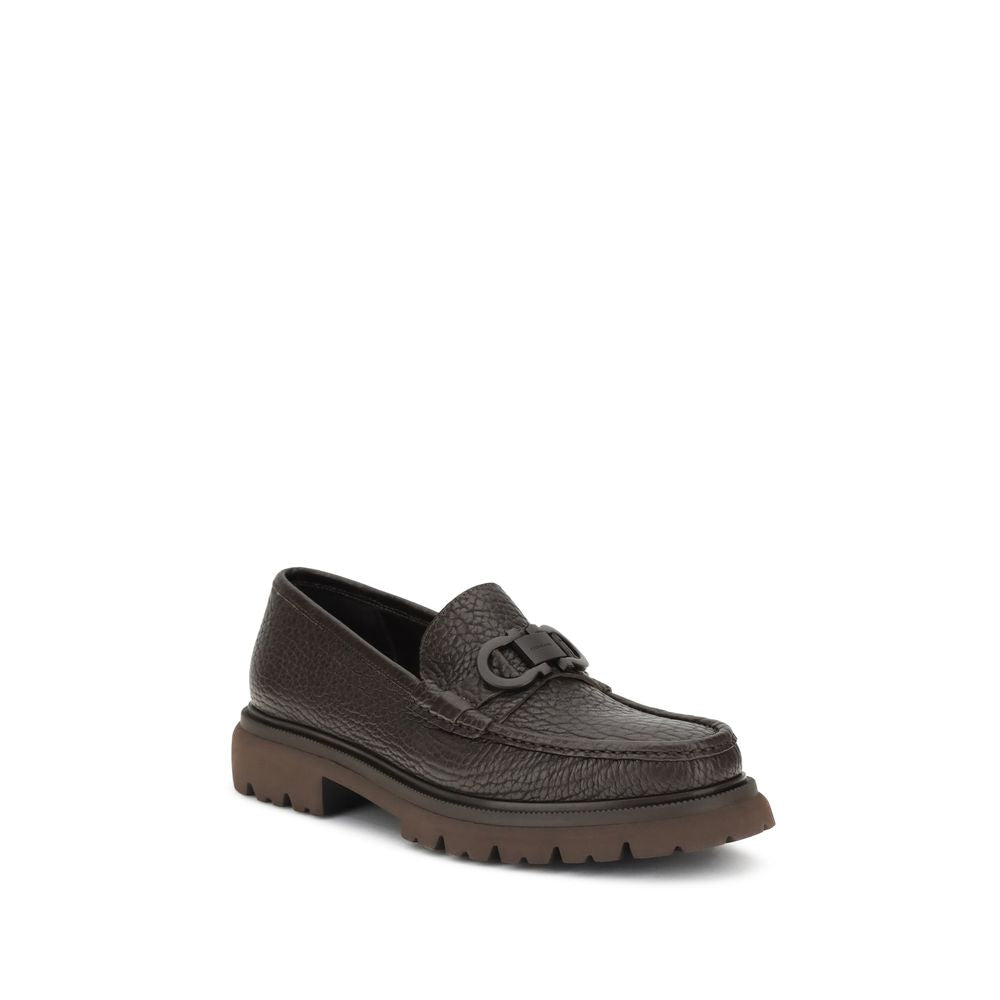 Ferragamo Braune Kalbsleder Bos Taurus Slip-On Loafer