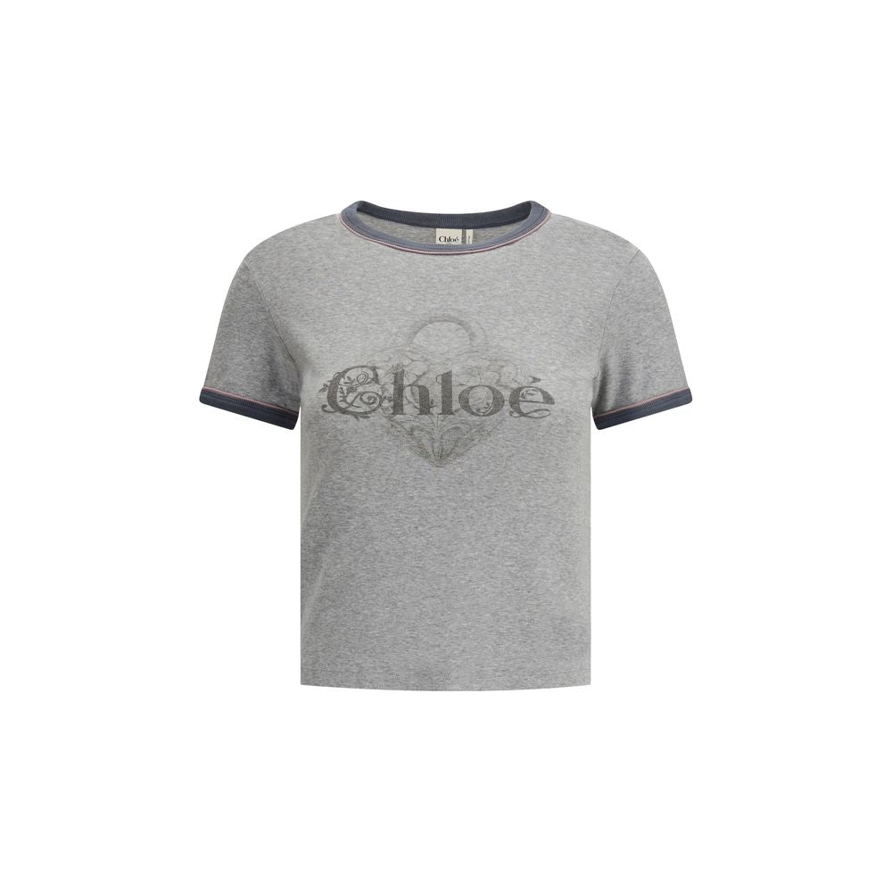 Chloé Graues Baumwoll-T-Shirt
