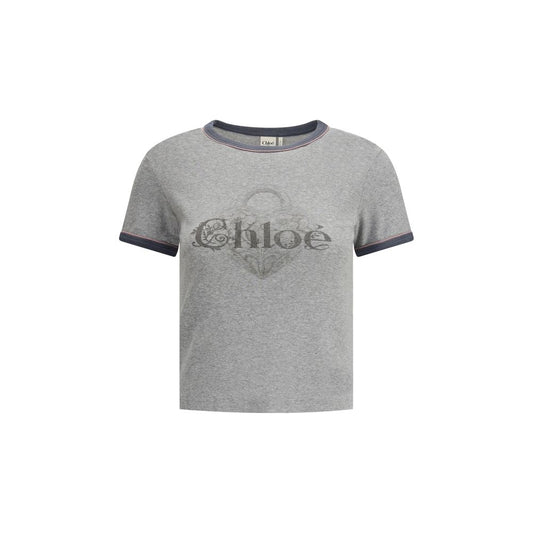 Chloé Graues Baumwoll-T-Shirt