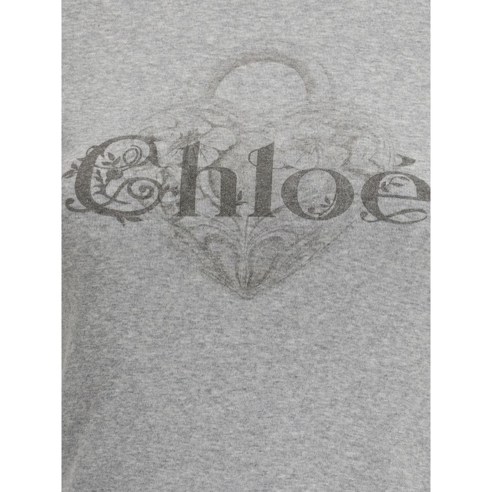 Chloé Graues Baumwoll-T-Shirt
