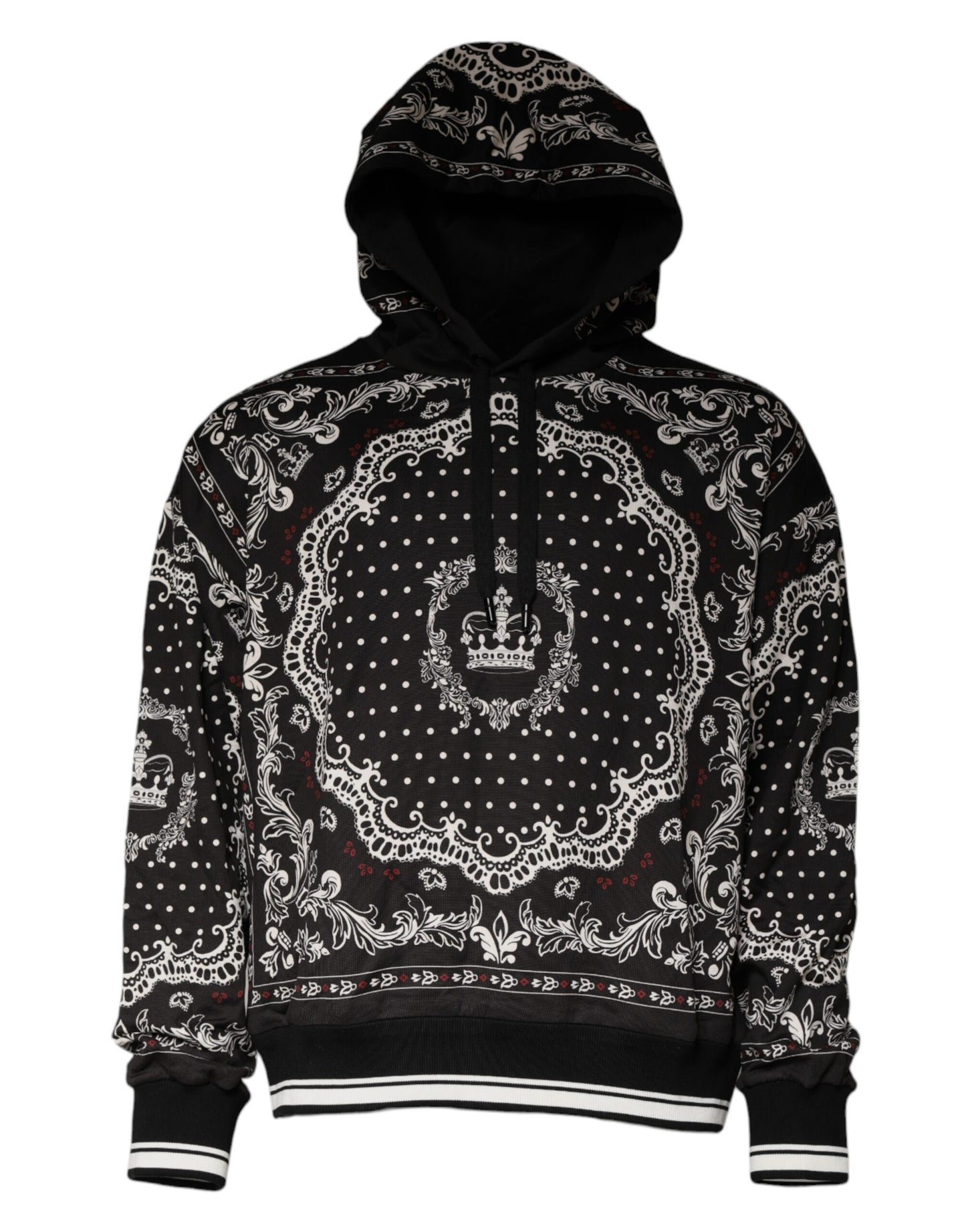 Dolce & Gabbana Kapuzenpullover mit Bandana-Print und Kronenlogo aus Baumwolle