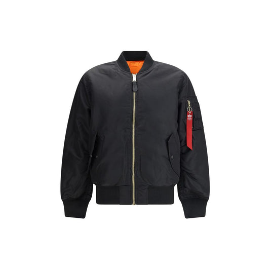 ALPHA INDUSTRIES Schwarze Nylon-Bomberjacke