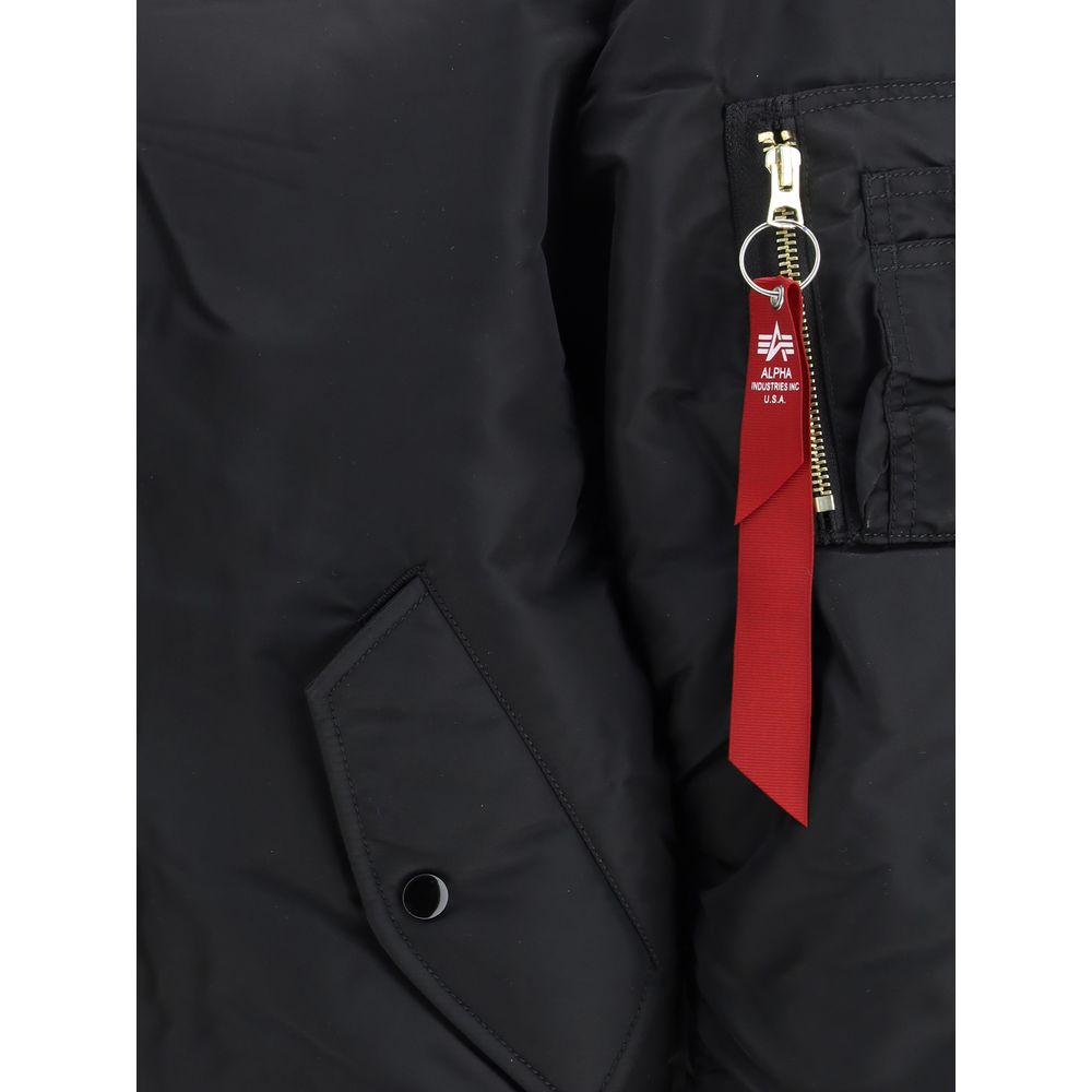 ALPHA INDUSTRIES Schwarze Nylon-Bomberjacke