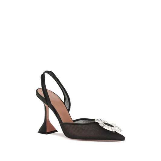 Amina Muaddi Schwarze Polyester-Pumps