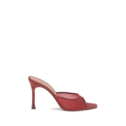 Amina Muaddi Rote Polyester-Stilettosandalen