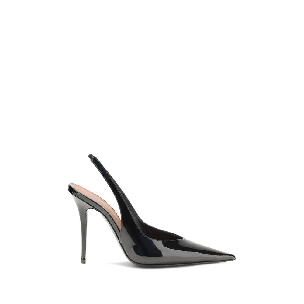 Amina Muaddi Schwarze Leder-Pumps