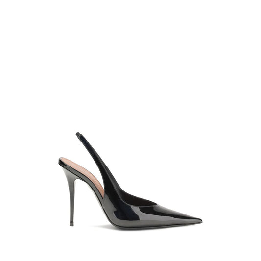 Amina Muaddi Schwarze Leder-Pumps