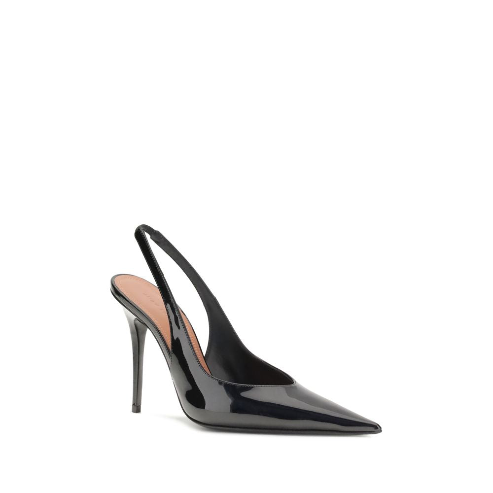 Amina Muaddi Schwarze Leder-Pumps