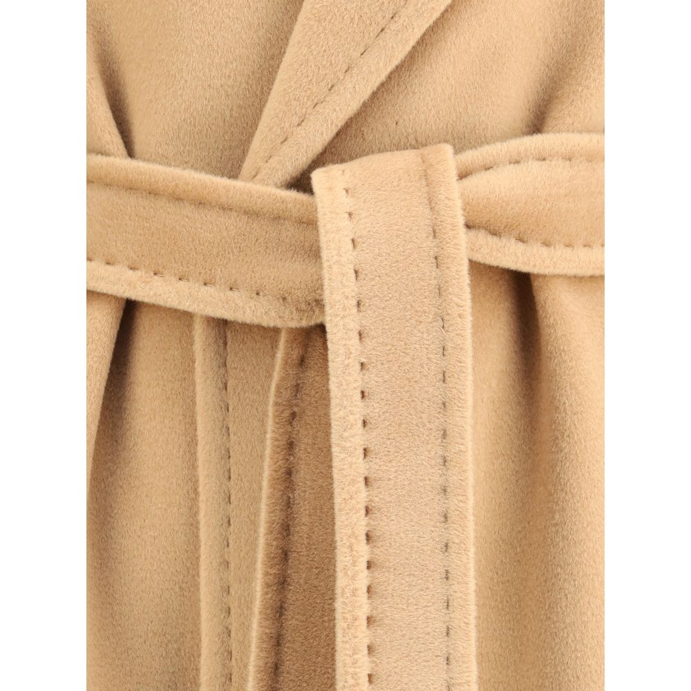 Max Mara Beiger Fleece-Wollmantel
