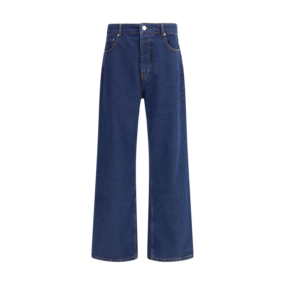 Ami Paris Blaue Baumwoll-Jeans mit geradem Bein
