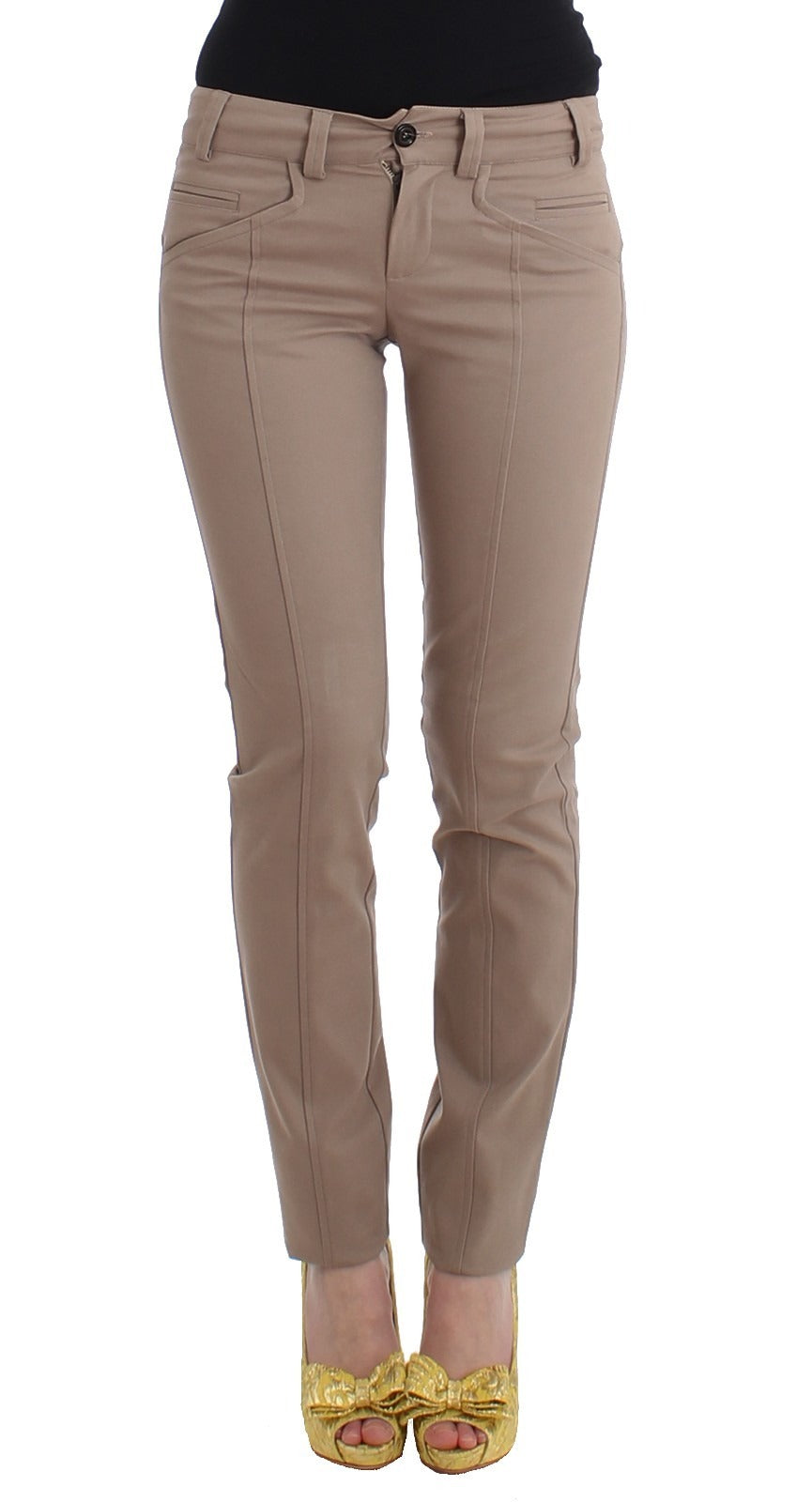 Cavalli Class Beige Skinny Slim Straight Chinos