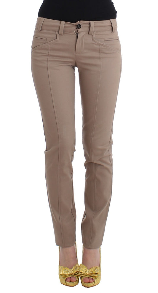 Cavalli Class Beige Skinny Slim Straight Chinos