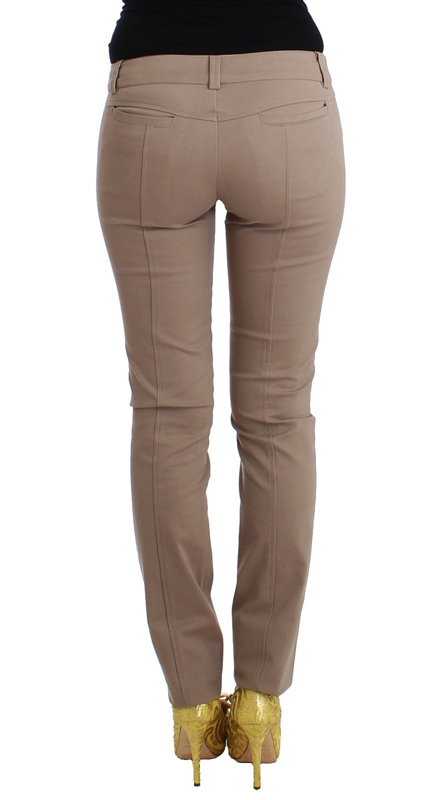 Cavalli Class Beige Skinny Slim Straight Chinos