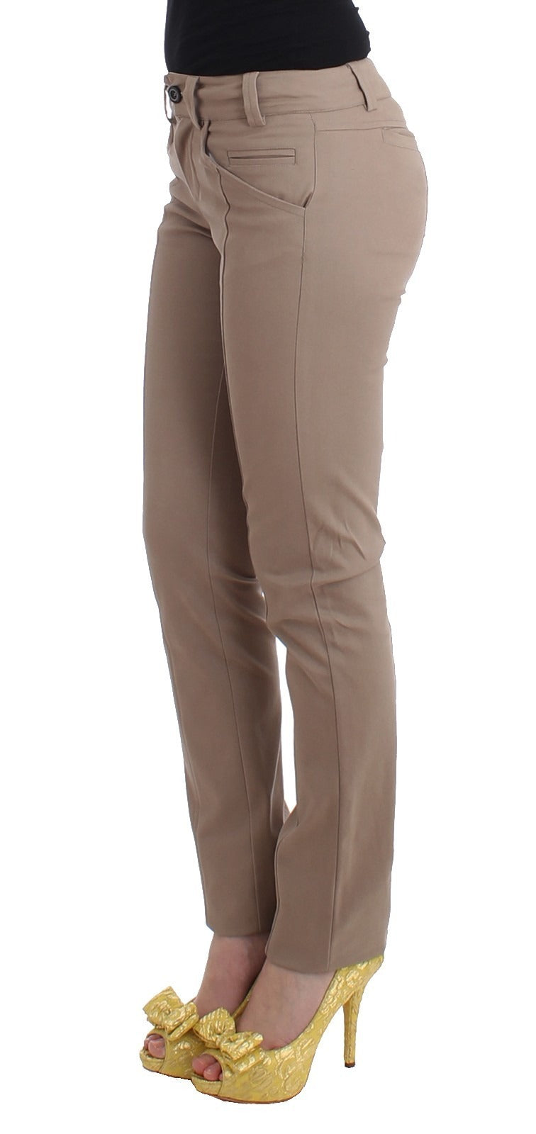 Cavalli Class Beige Skinny Slim Straight Chinos