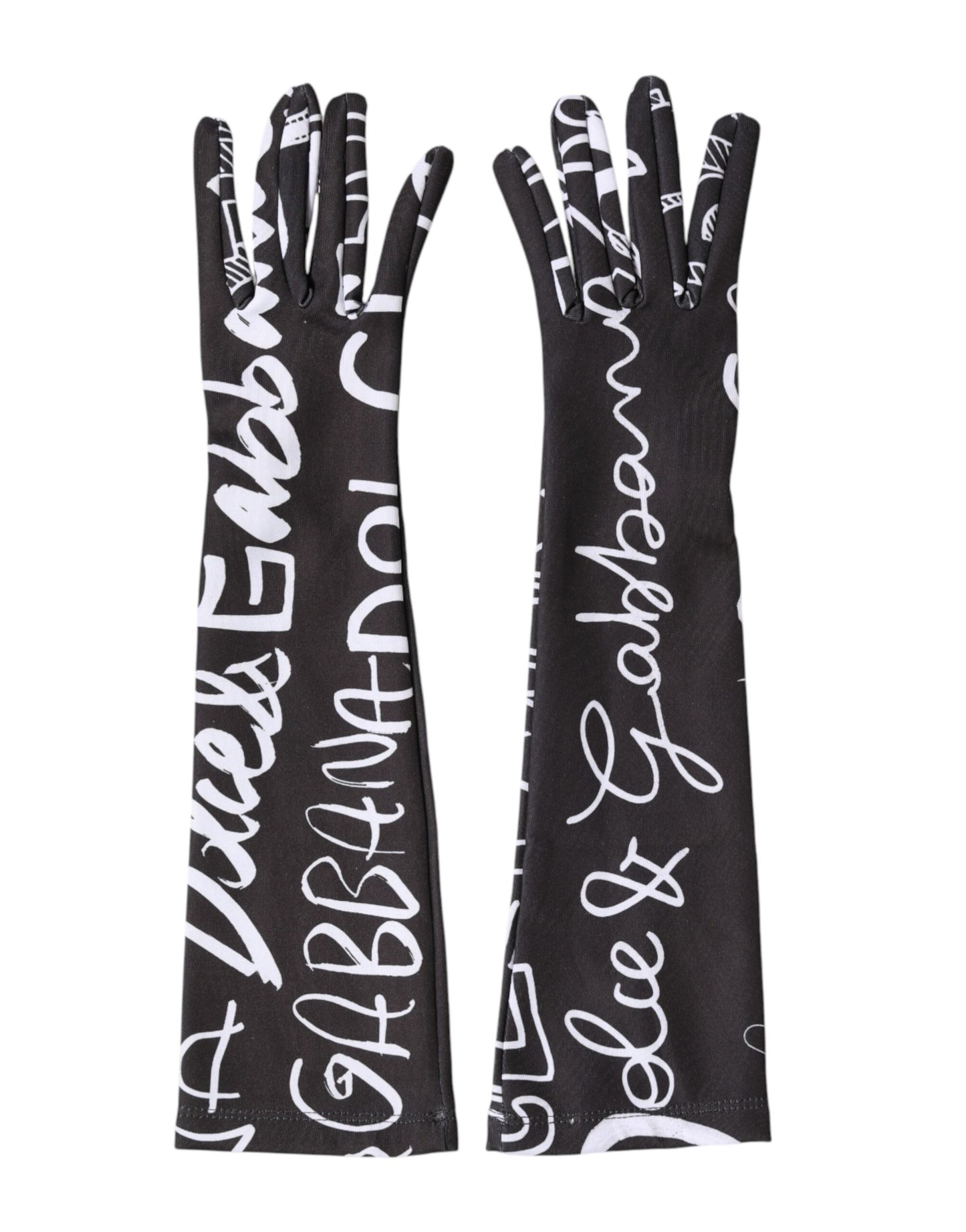 Dolce & Gabbana Schwarze und Weiße DG-Logo-Ellbogenhandschuhe