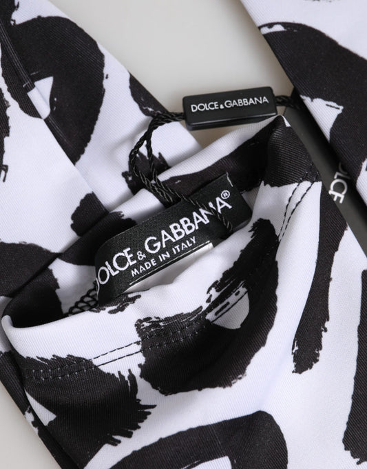 Dolce & Gabbana Schwarze und Weiße DG Logo Ellenbogenlange Handschuhe