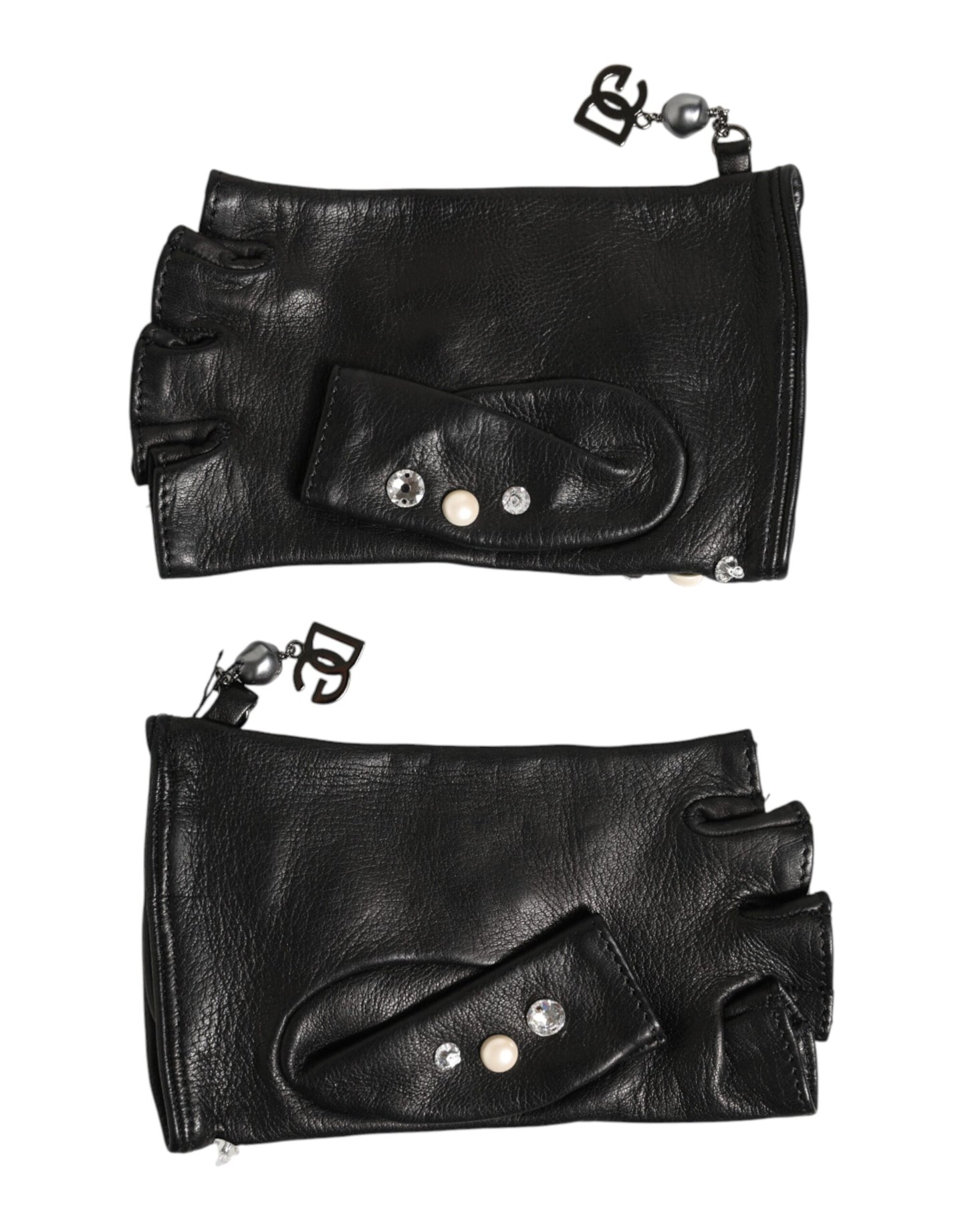 Dolce & Gabbana Fingerlose Handschuhe mit Logo in Handgelenkslänge