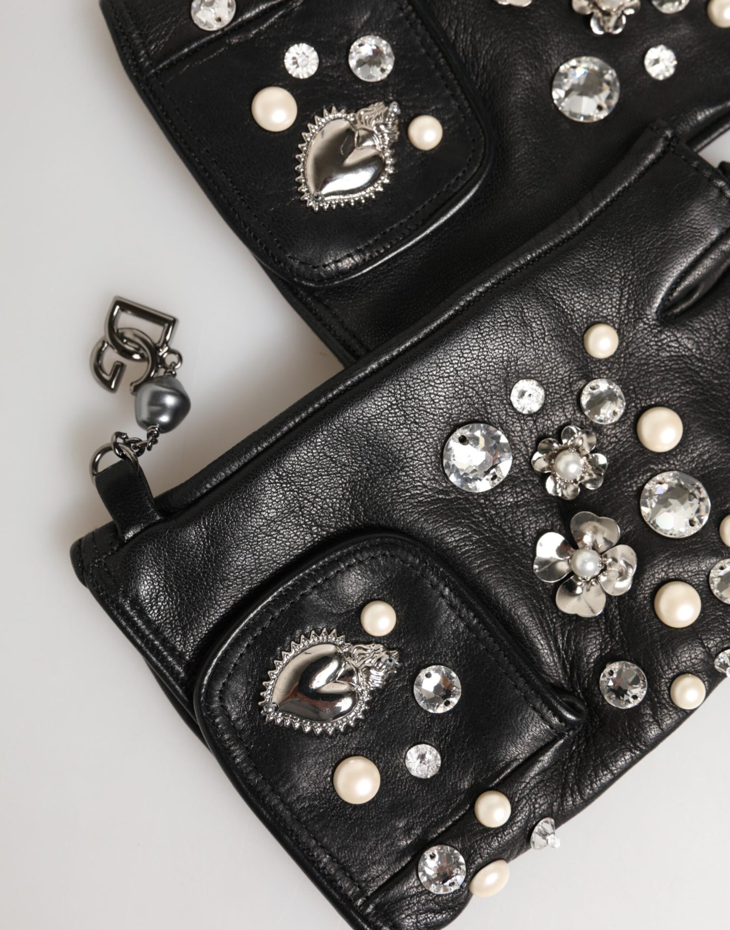 Dolce & Gabbana Fingerlose Handschuhe mit Logo in Handgelenkslänge