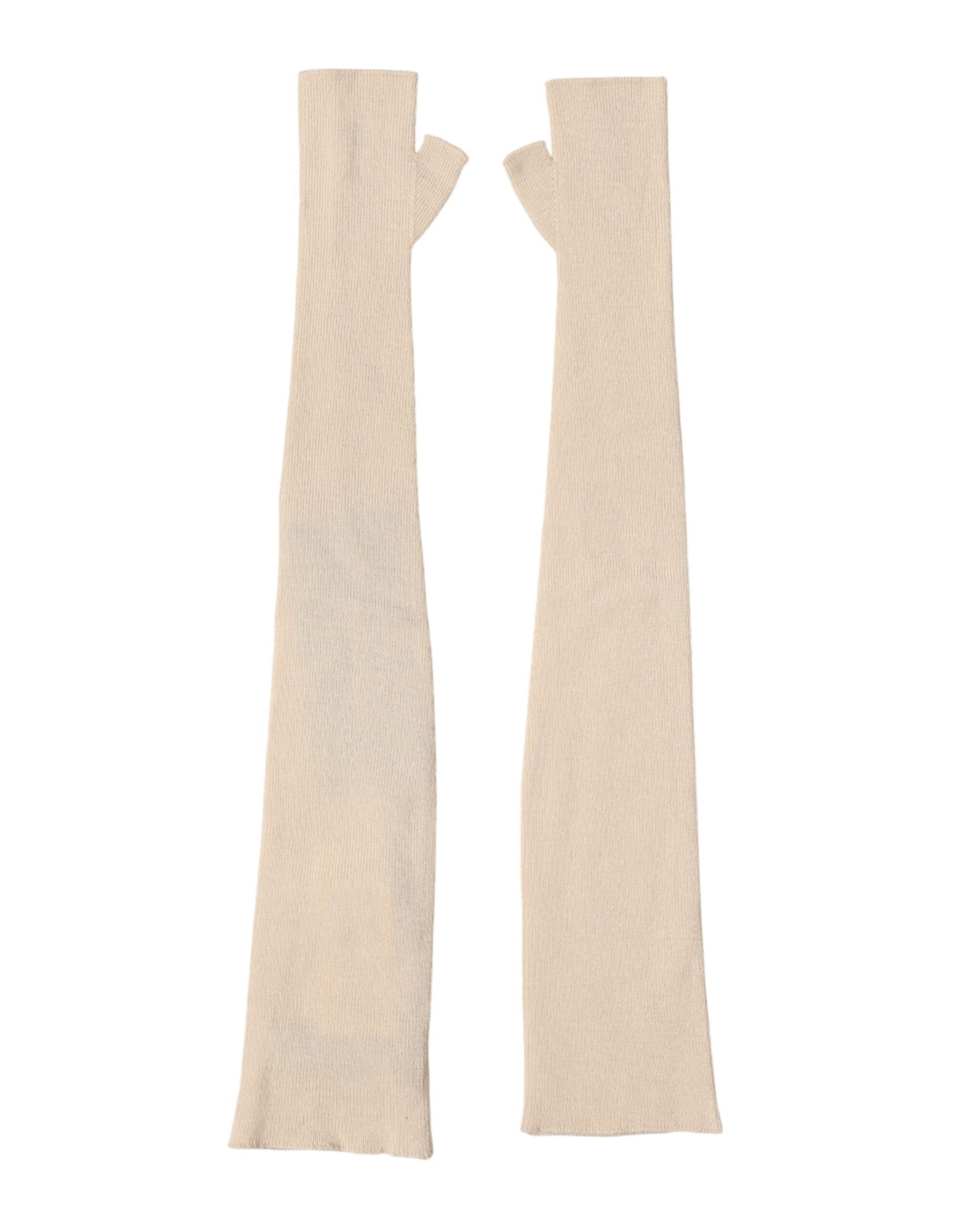Dolce & Gabbana Beigefarbene Fingerlose Damen-Armstulpen aus Wolle