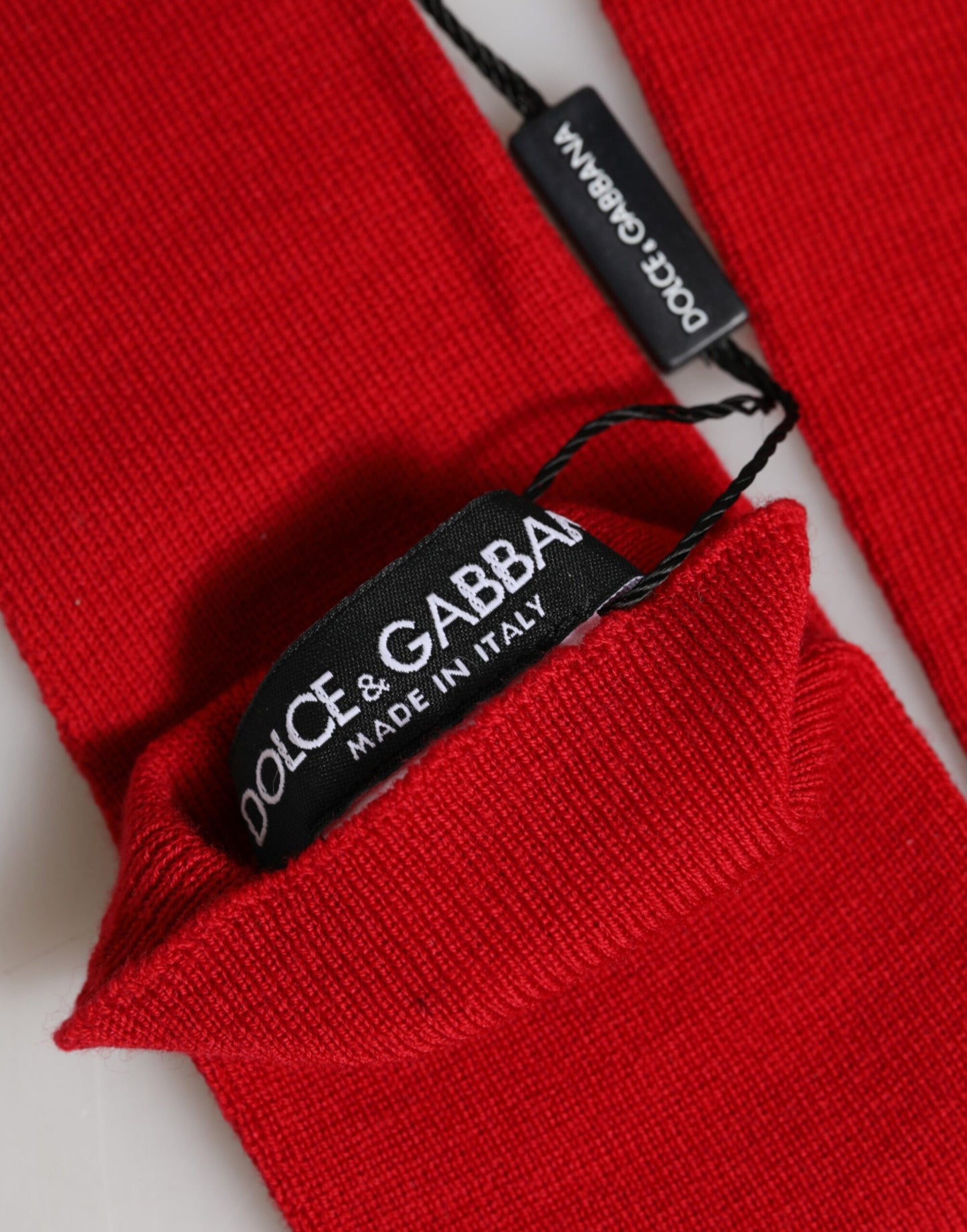 Dolce & Gabbana Rote, fingerlose, gestrickte Ellenbogenhandschuhe