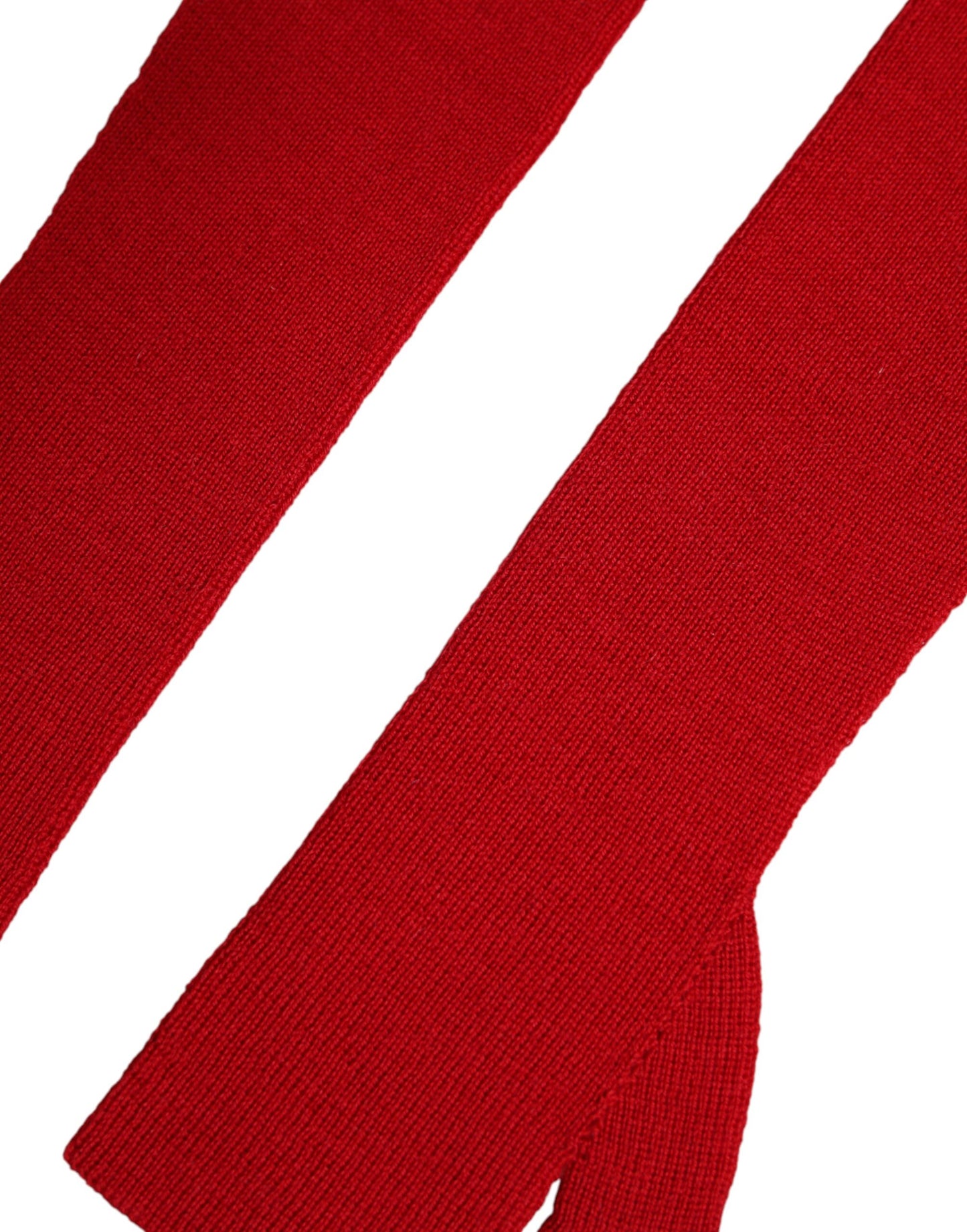 Dolce & Gabbana Rote, fingerlose, gestrickte Ellenbogenhandschuhe