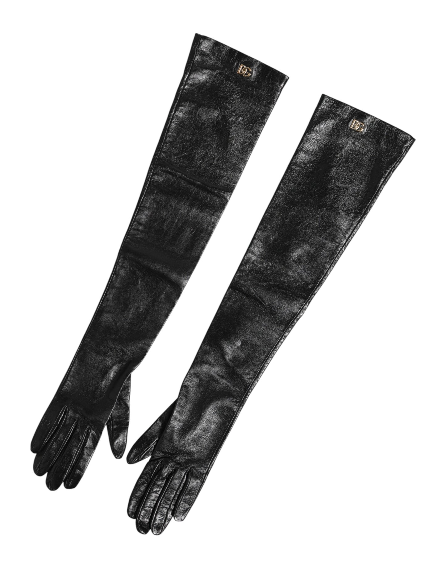 Dolce & Gabbana Schwarze Polyester-Handschuhe bis zum Ellenbogen