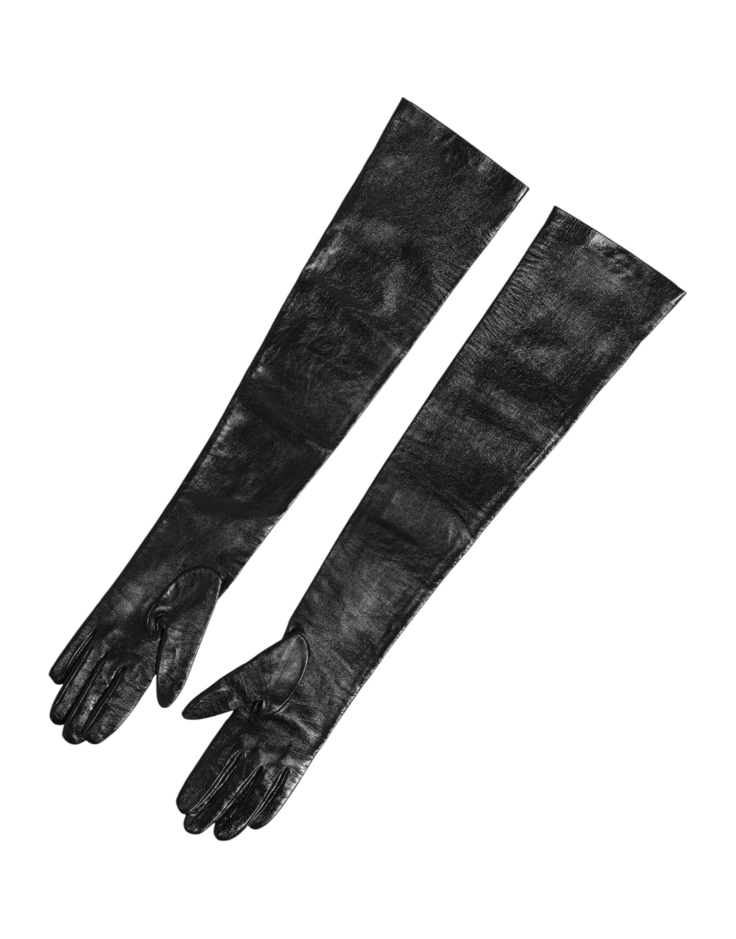 Dolce & Gabbana Schwarze Polyester-Handschuhe bis zum Ellenbogen