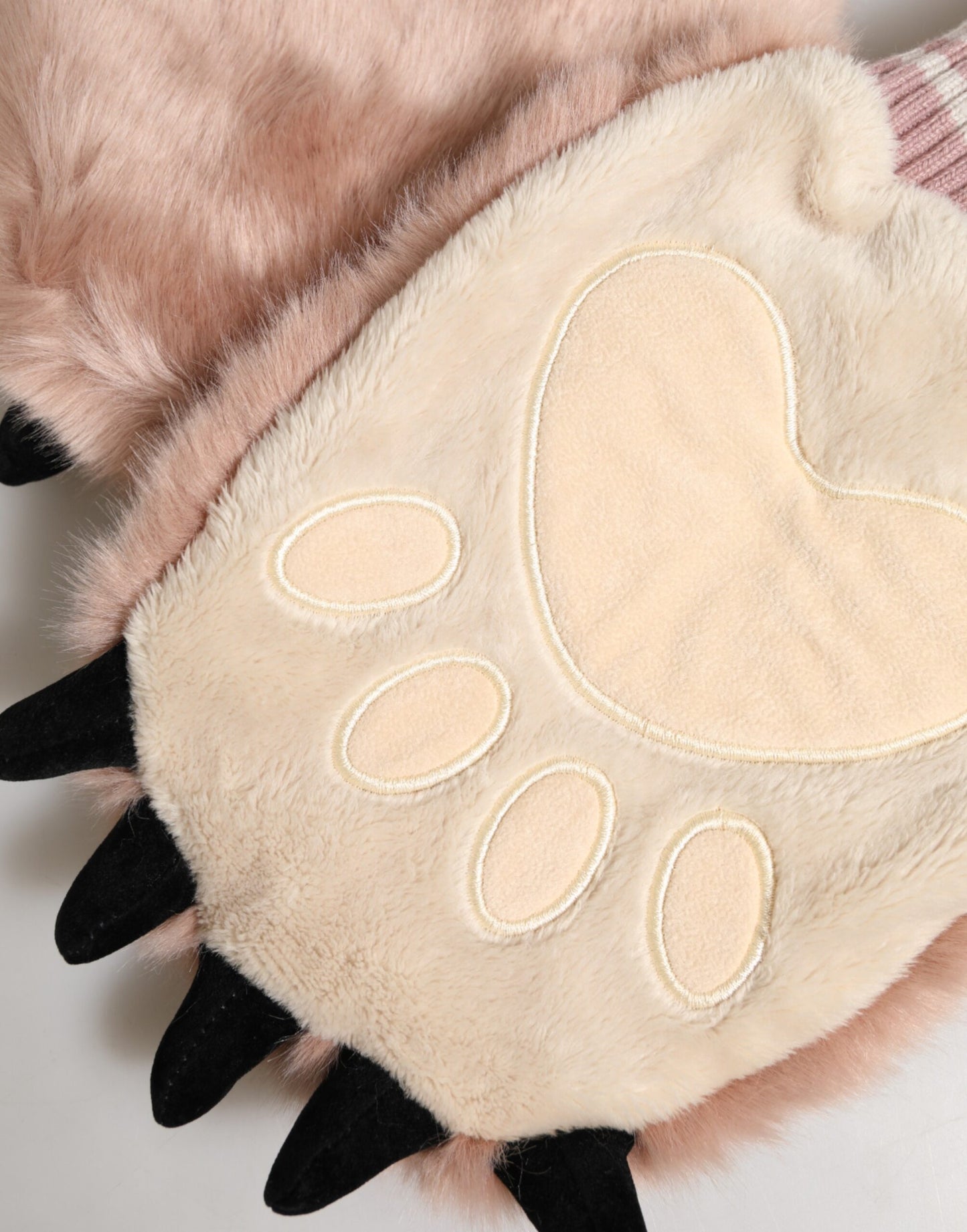 Dolce & Gabbana Braune Acryl-Strickhandschuhe mit Fellbesatz