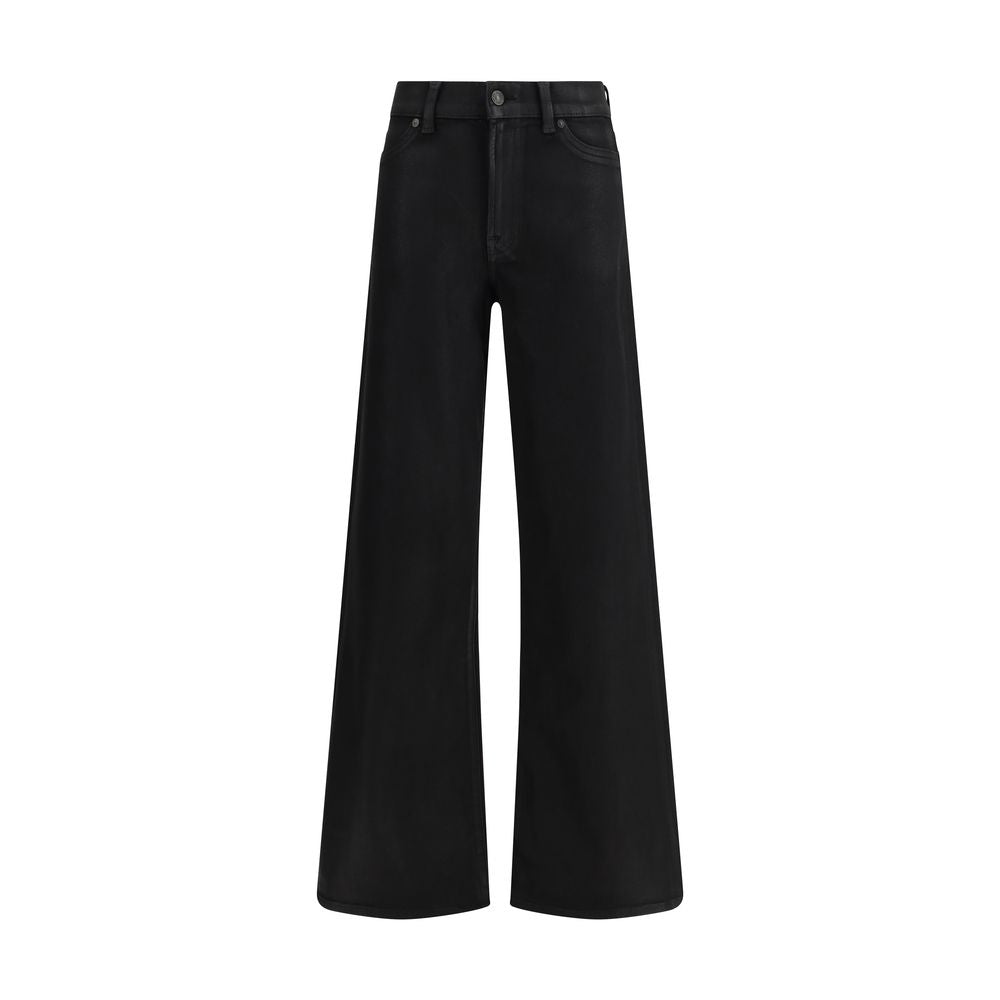 7FOR Schwarze Baumwoll-Jeans mit ausgestelltem Bein
