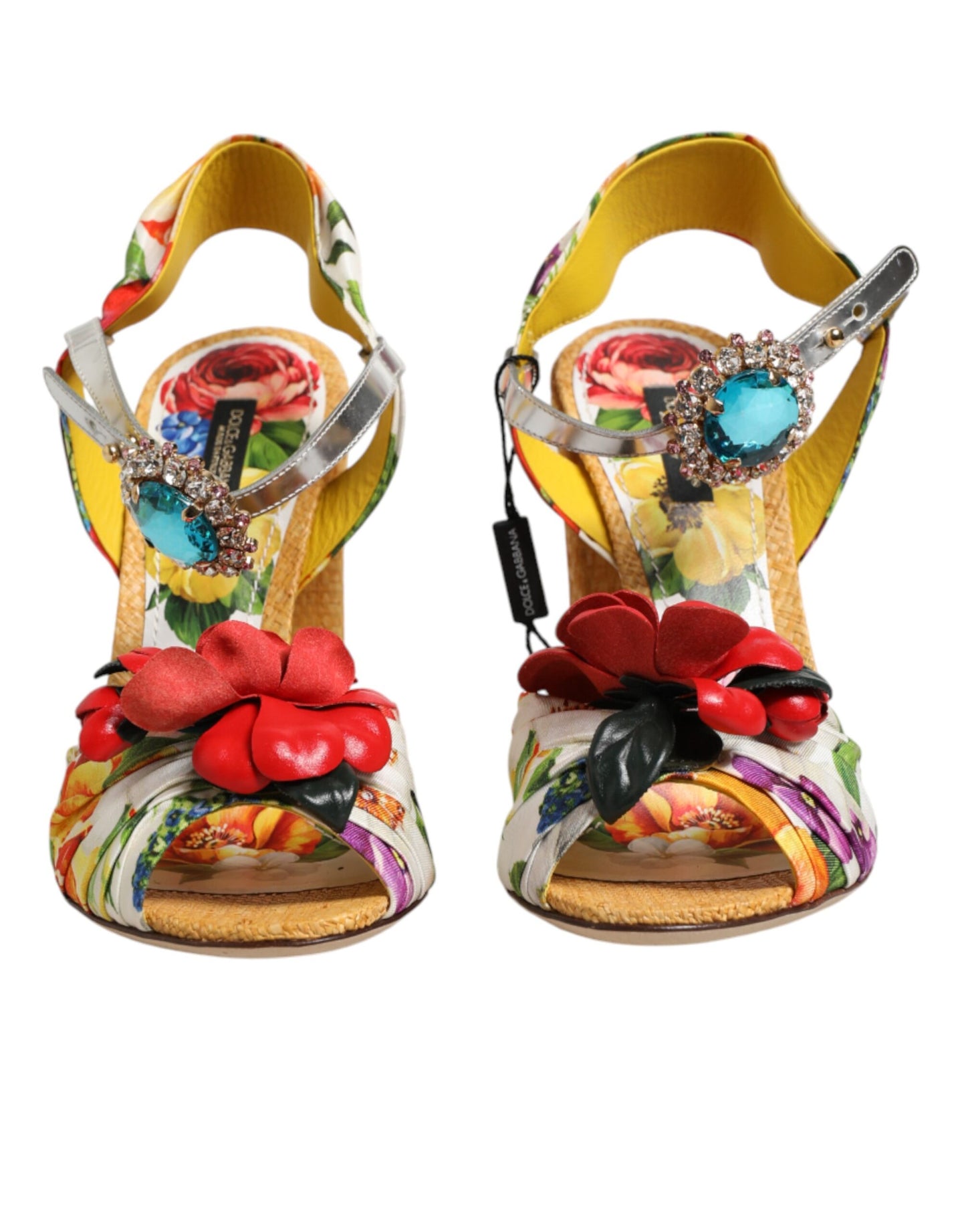 Dolce & Gabbana Sandalen mit floralem Kristallbesatz in Multicolor