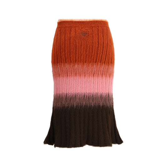 Fendi Bunt gestreifter Mohair-Midirock