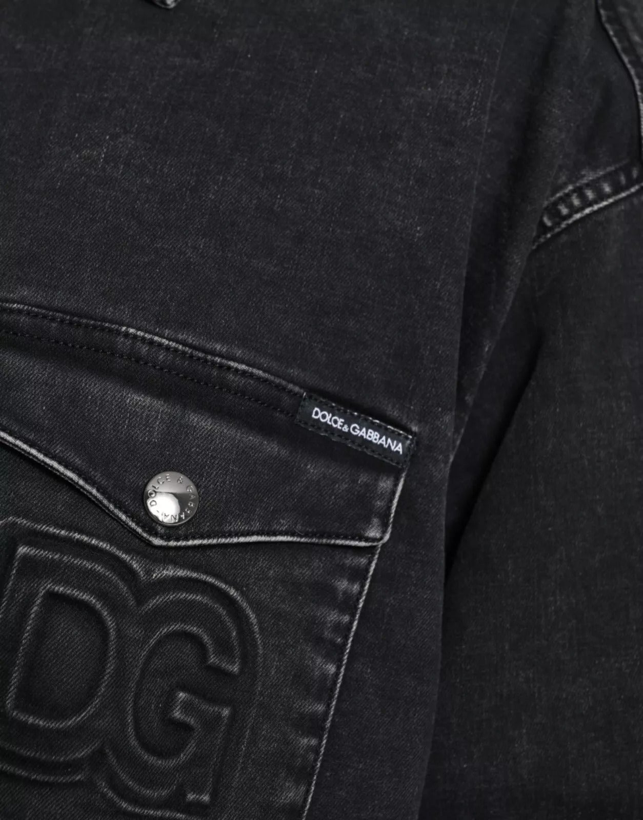 Dolce & Gabbana Schwarzes Langarm-Jeanshemd aus Baumwolle