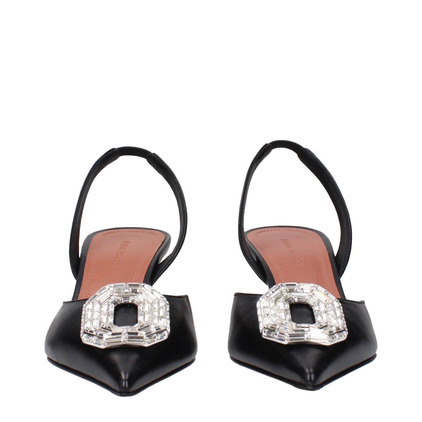 Amina Muaddi Schwarze Lederpumps