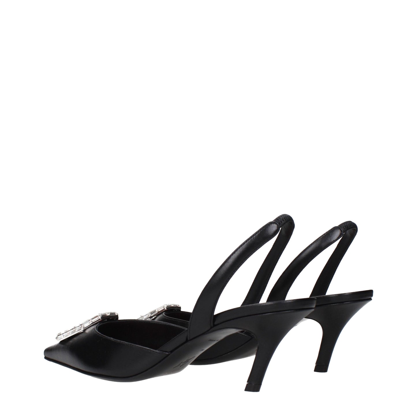 Amina Muaddi Schwarze Lederpumps