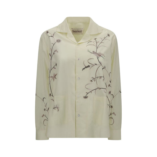 Baziszt Gelbes Baumwollhemd mit Muster