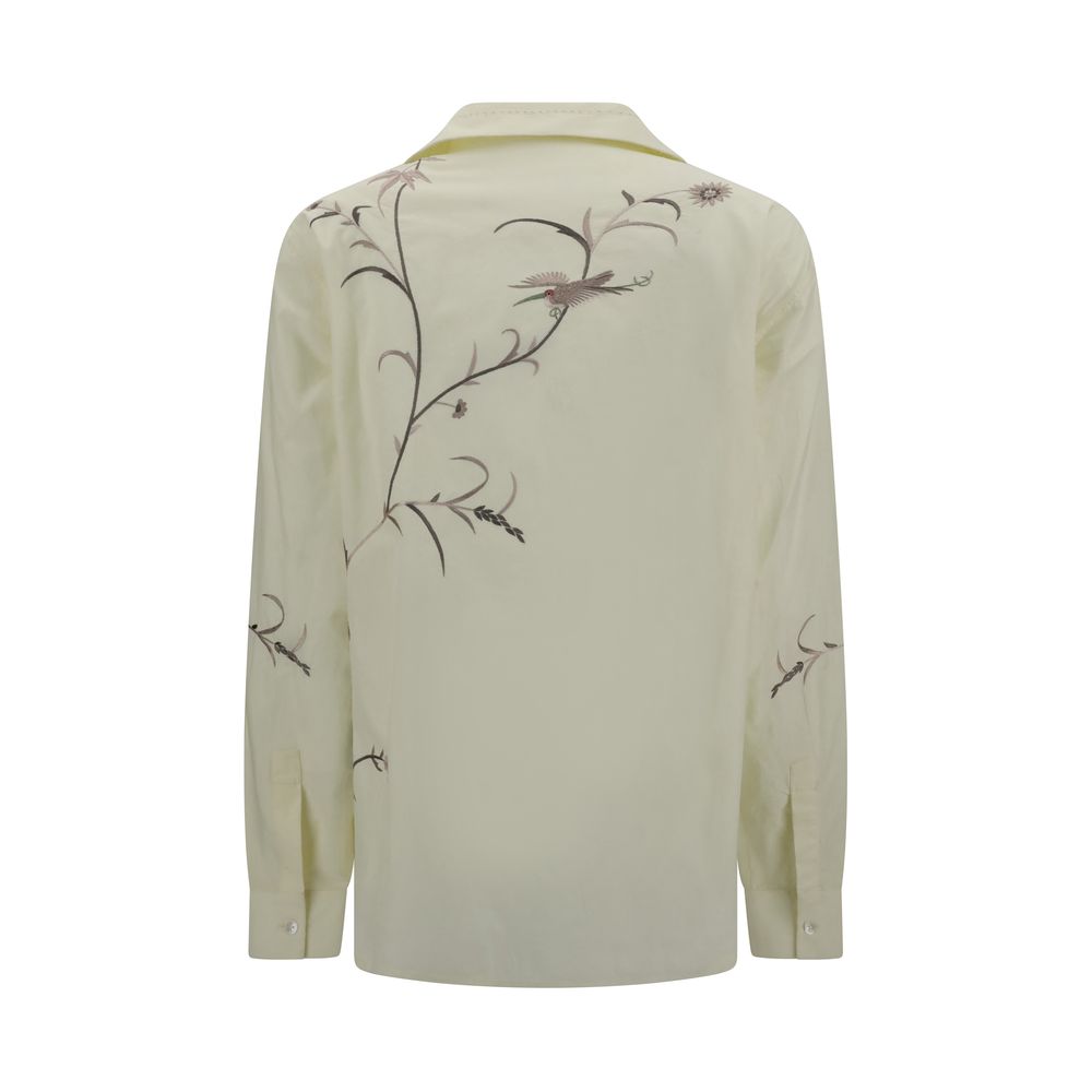 Baziszt Gelbes Baumwollhemd mit Muster