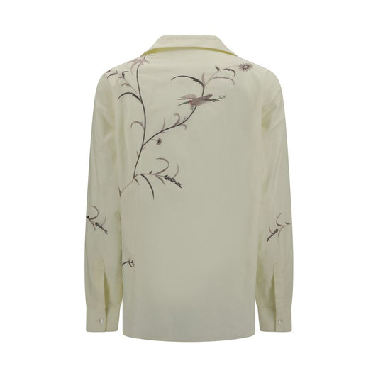 Baziszt Gelbes Baumwollhemd mit Muster