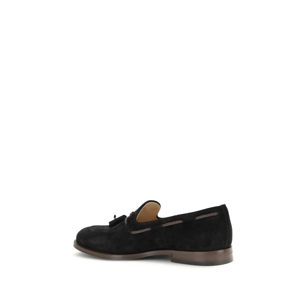 Brunello Cucinelli Schwarze Loafer aus Kalbsleder Bos Taurus