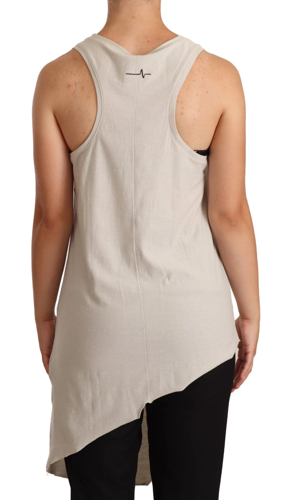 Max Mara Hellgraues ärmelloses Tank Top mit Racerback aus 100 % Baumwolle