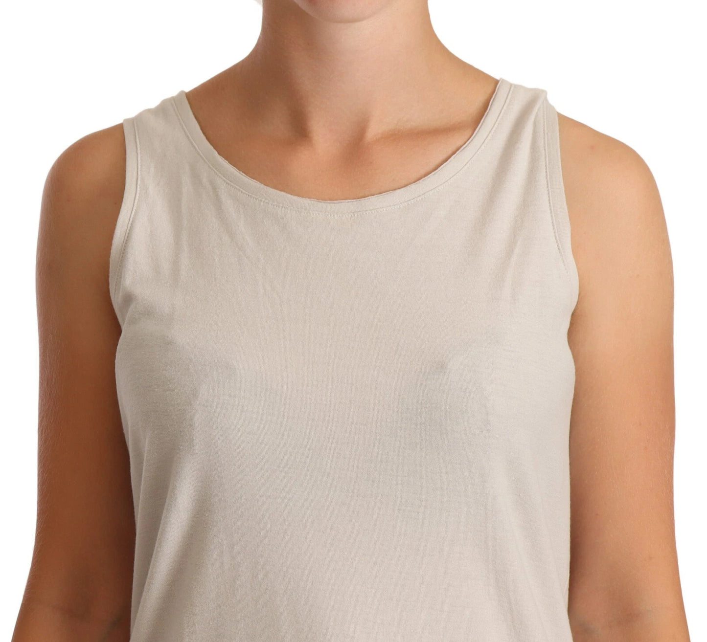 Max Mara Hellgraues ärmelloses Tank Top mit Racerback aus 100 % Baumwolle