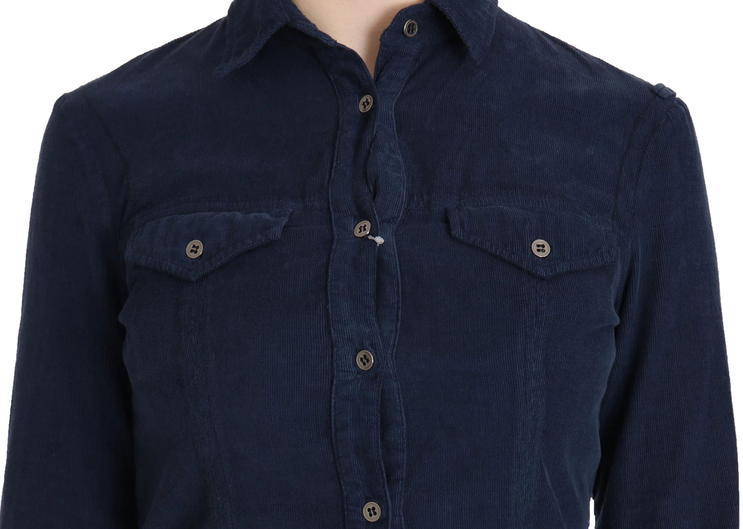 Acht Baumwoll-Cordhemd mit langen Ärmeln