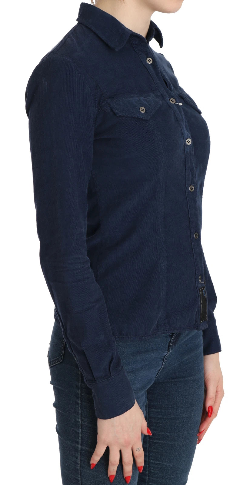 Acht Baumwoll-Cordhemd mit langen Ärmeln