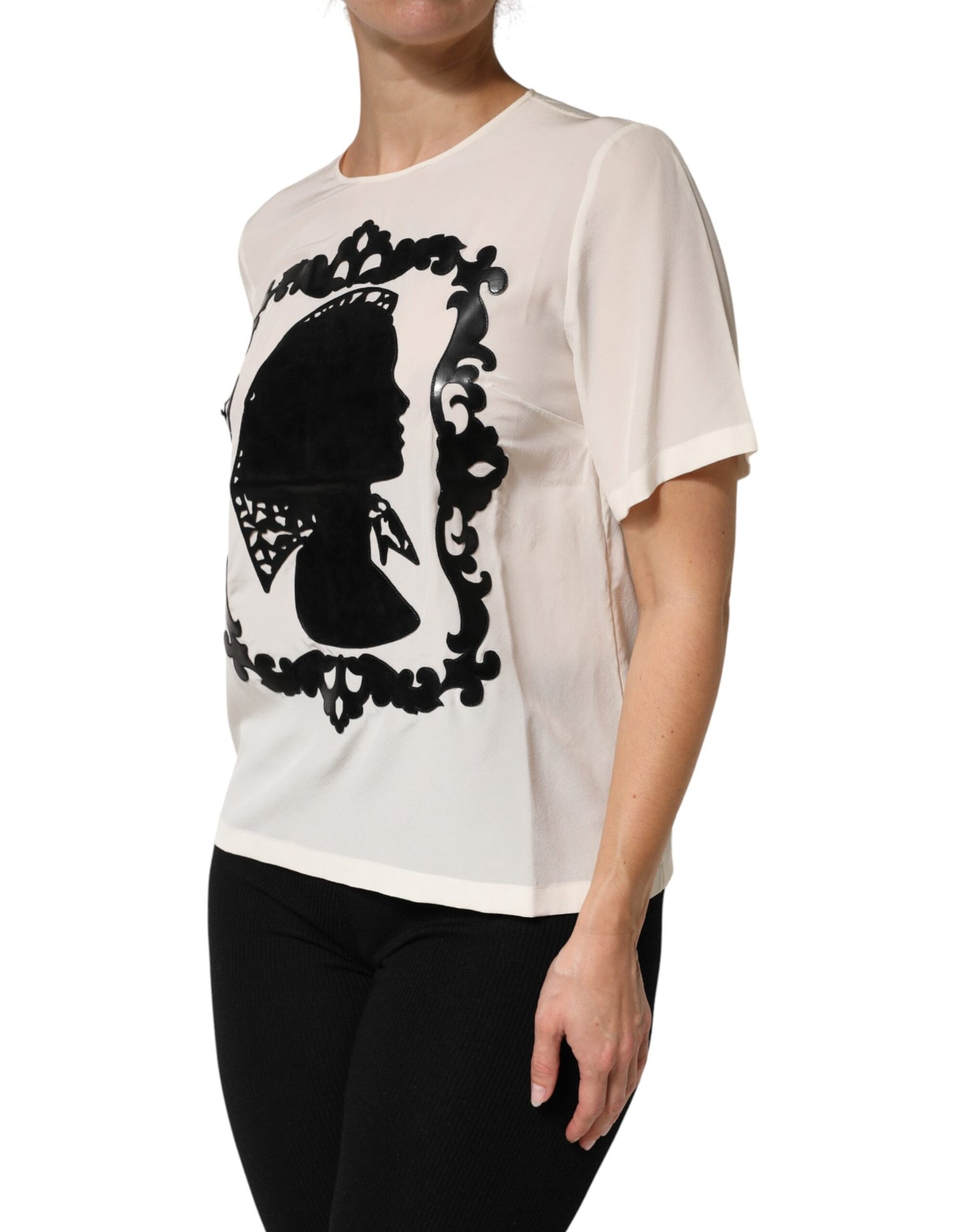 Dolce & Gabbana Seidenoberteil mit Silhouette-Detail und Kurzen Ärmeln